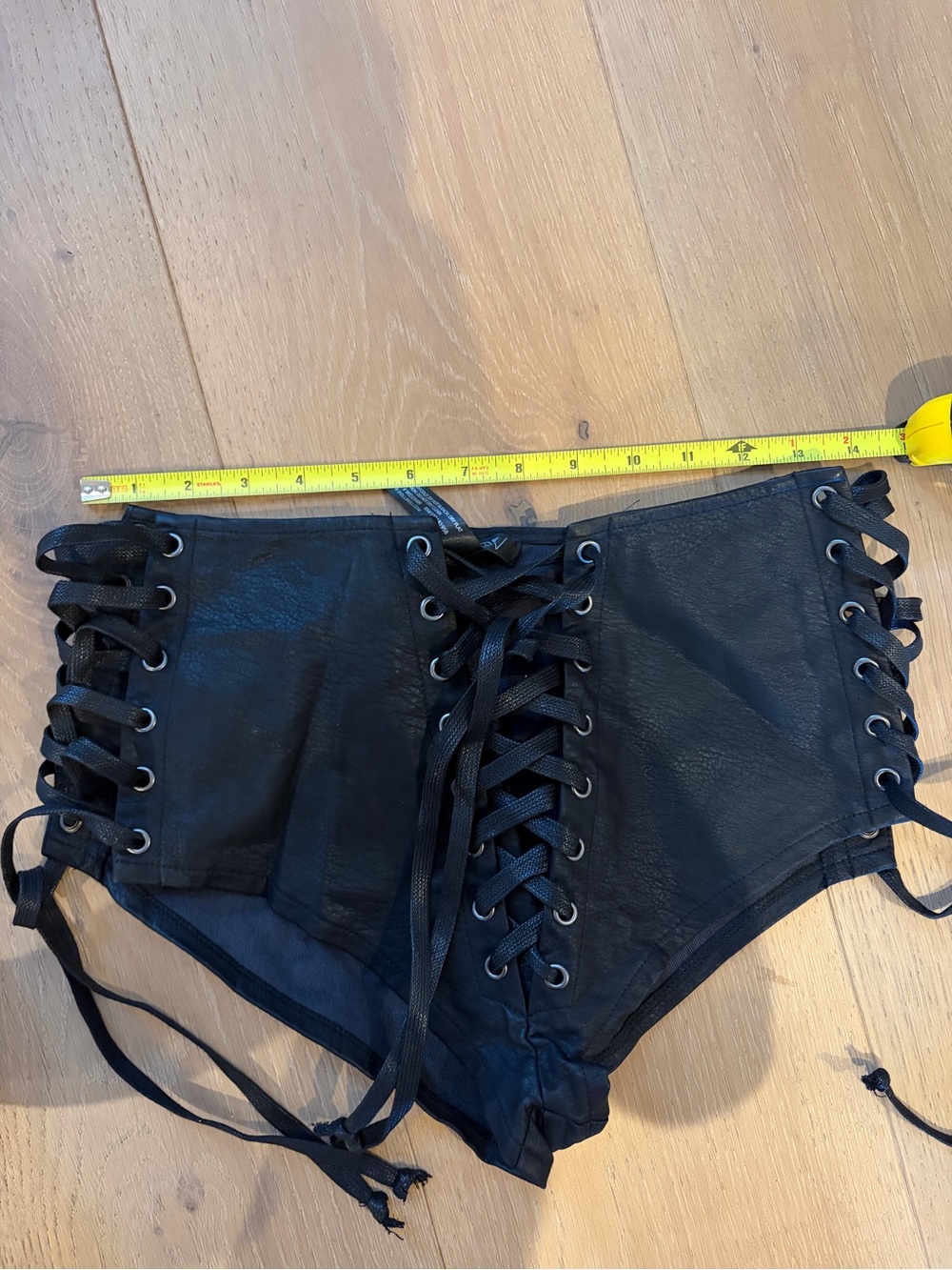 Dolls Kill Widow Black Lace-Up High Waist Shorts - Picture 5 of 5